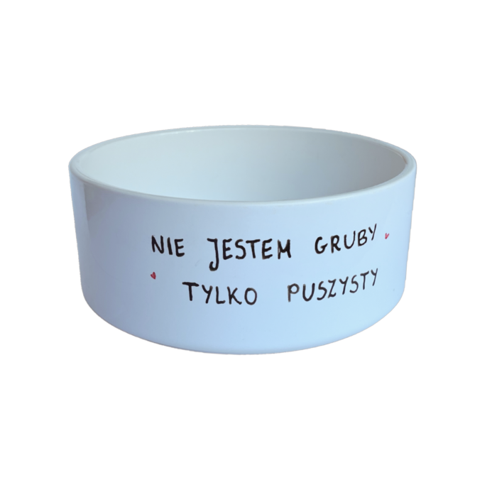 Miska dla psa "Nie jestem gruby, tylko puszysty" ceramiczna - obrazek 2